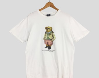 Vintage 90s Polo Bear by Ralph Lauren Spell Out T-shirt White