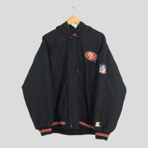 Vintage San Francisco 49ers NFL Hoodie Jacke Große 1990&#39;s NFL Team American Football Rugby Forty Niners Jacke 49ers Varsity Bomber Größe L