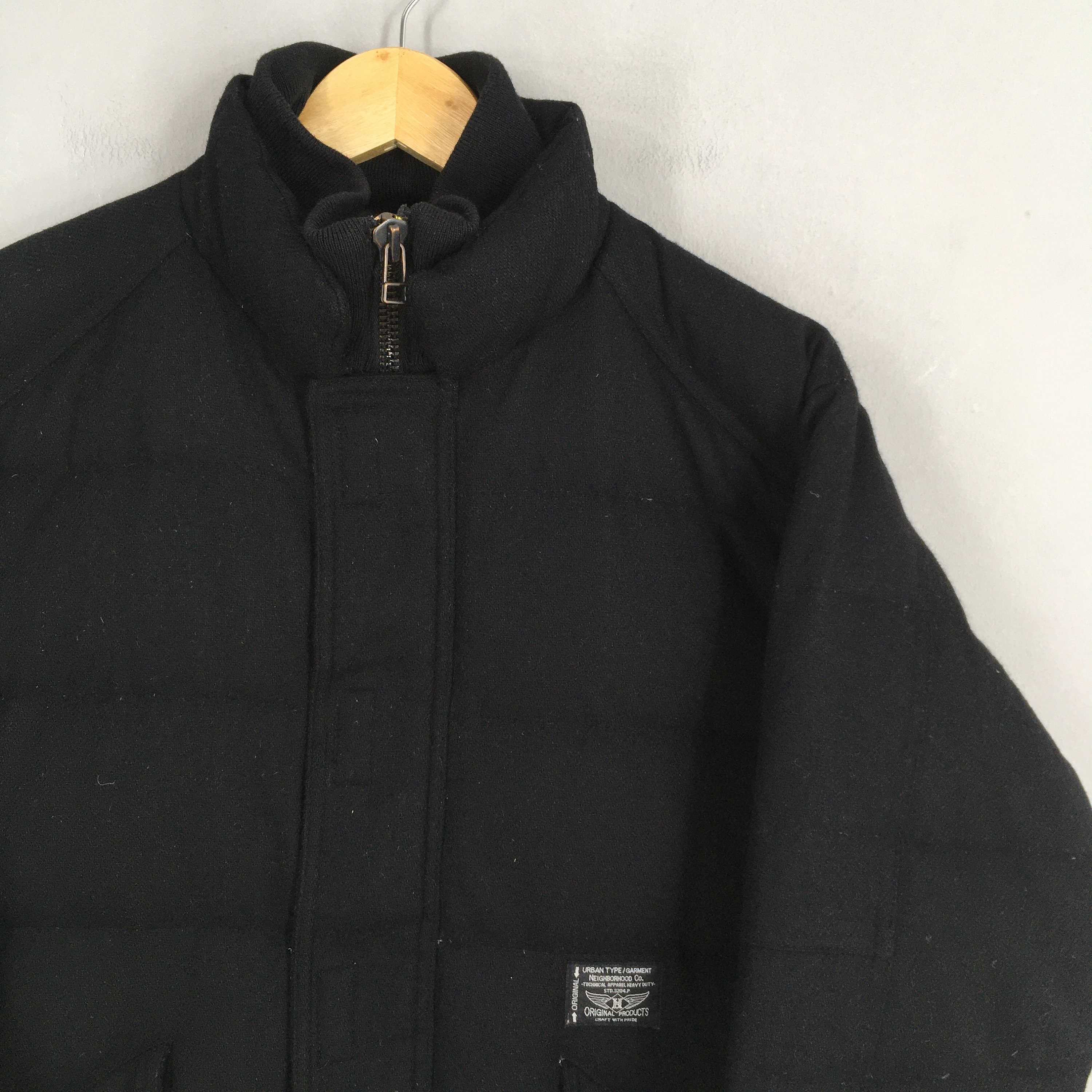 Vintage Neighborhood Japan Puffer Wool Black Jacket Large