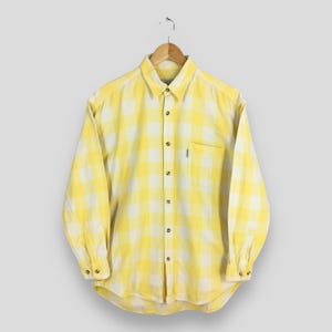 Vintage Beverly Hills Polo Club Checkered Shirt Medium Polo Club Workwear Union Made Yellow Flannel BHPC Labor Button Down Shirt Size M