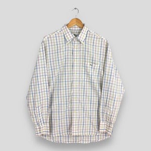 Vintage Lacoste Checkered Multicolor Shirt Medium Lacoste Sportswear Flannel Casual Wear Button Down Lacoste Chemise Oxfords Shirt Size M