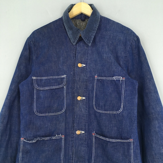 Vintage 80s Wrangler Sanforized Blue Chore Denim Jacket Medium