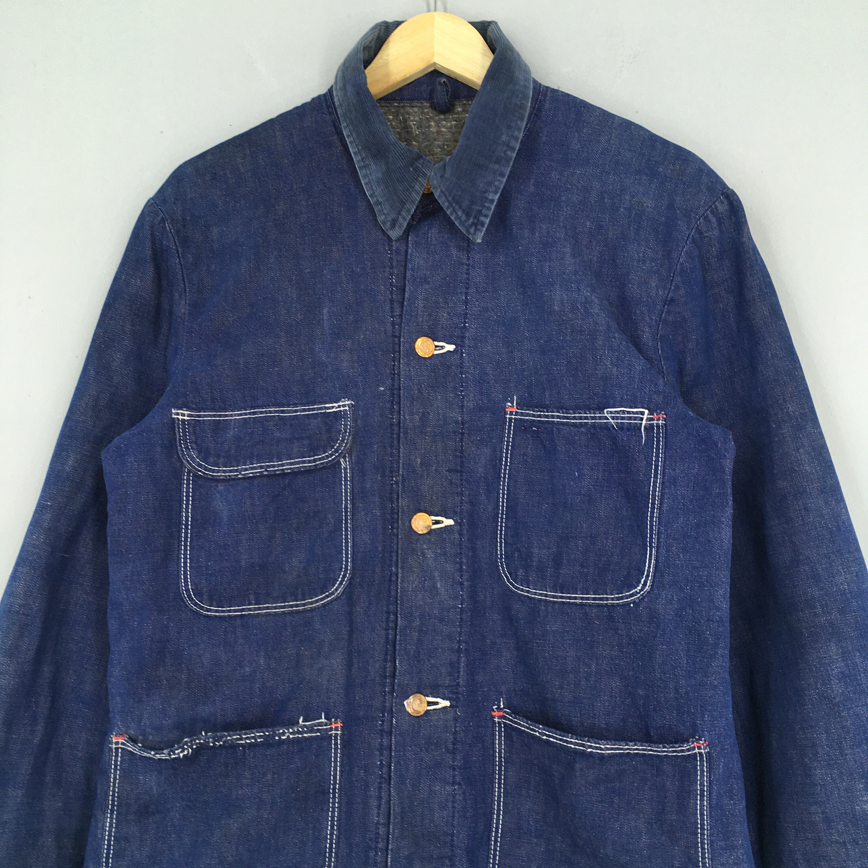 Vintage 80s Wrangler Sanforized Blue Chore Denim Jacket Medium