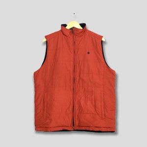 Giacca gilet reversibile vintage in stile British Country, stile Polo, anni &#39;90, stile Pony Equestrian, rosso, senza maniche, con cerniera, taglia L