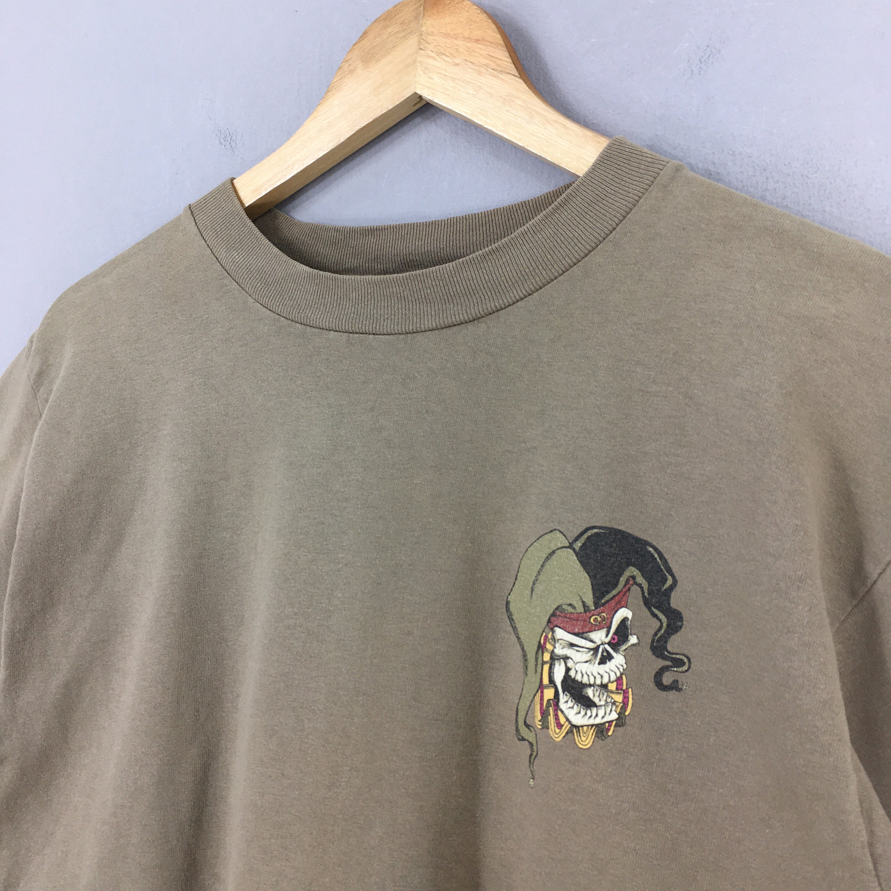 Vintage Bullhead Brown Creepy Skull Clown T Shirt Medium 90's
