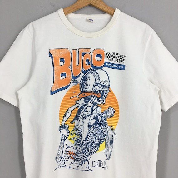 Vintage Buco Real Mccoy's Japan Detroit White T Shirt Large 90's