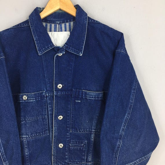 最終価格I.S./ISSEY MIYAKE  80's denim jacket Issey Miyake Vintage 80's Issey Miyake Denim Bomber Jacket