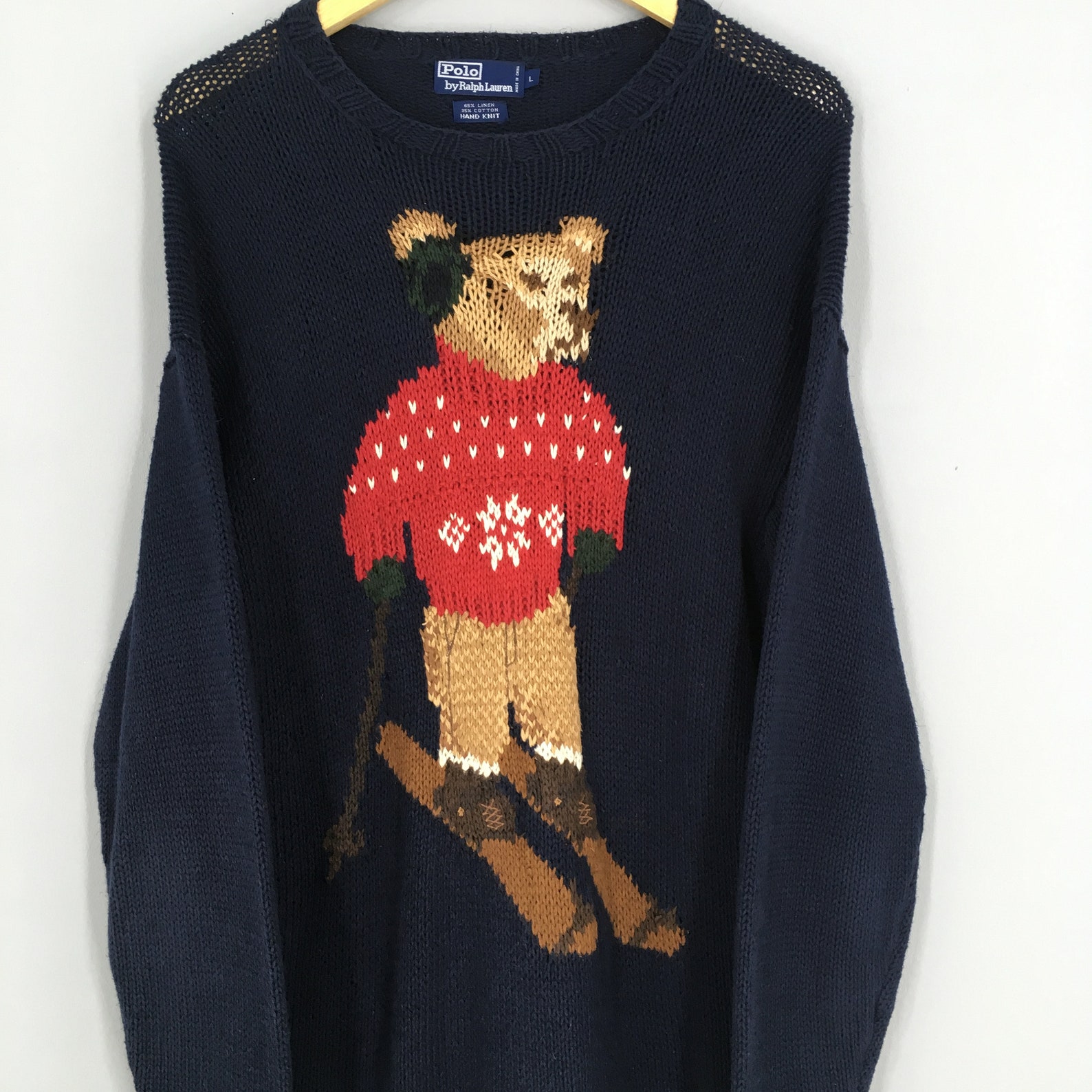 Vintage 90's Polo Bear Ralph Lauren Knitwear Linen - Etsy UK