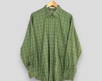Chemise St John's Bay Homme XL – Flanelle Verte à Carreaux – Manches Longues