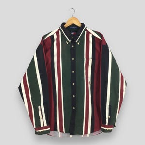 Vintage Tommy Hilfiger Multicolor Vertical Stripes Shirt XLarge 1990&#39;s Tommy Jeans Flannel Tommy Jeans Oversized Preppy Button Down Shirt XL