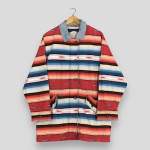 Vintage Woolrich Southwestern Multicolor Jacket Large Woolrich Striped Workwear Button Outerwear Parka Navajo Tribal Native Cotton Coat L