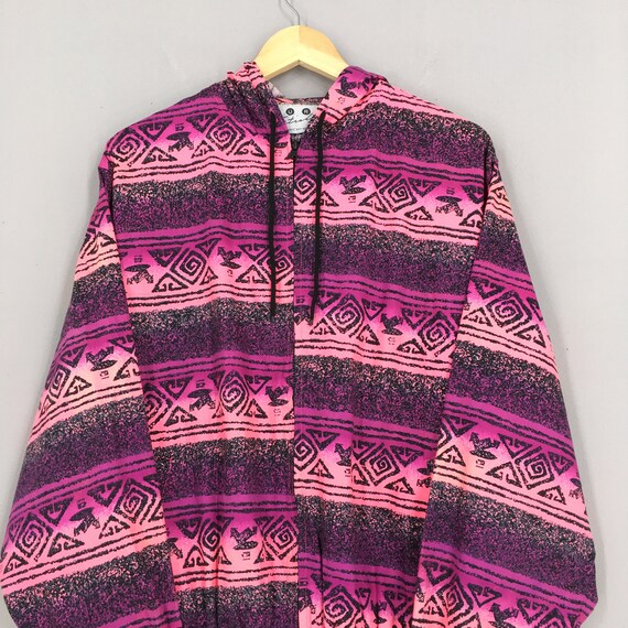 Vintage 90s Surf Fetish Hoodie Abstract Pattern Surf Jacket Large