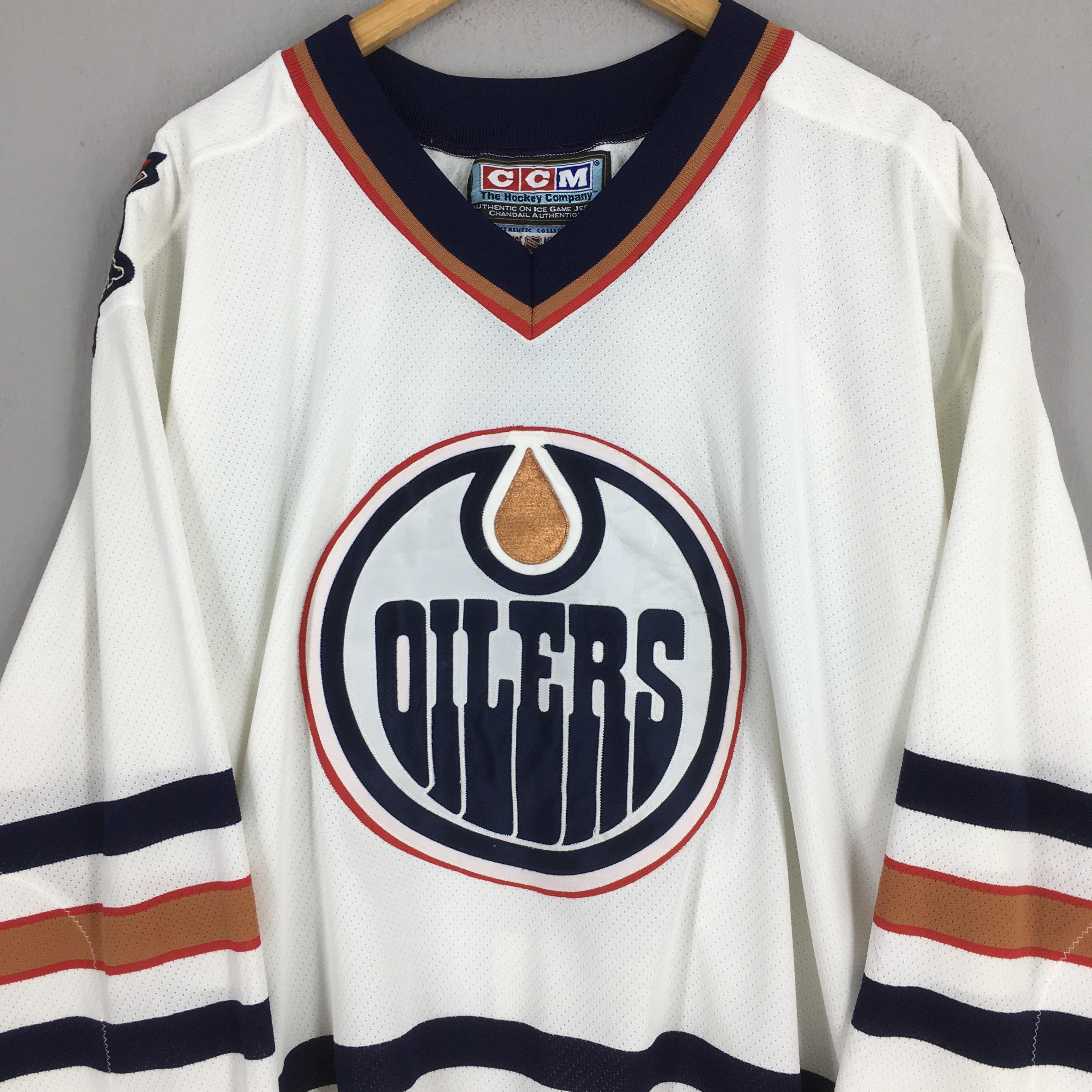 T-shirt Vintage Edmonton Oilers NHL – Années 90 – Ringer – Taille XL