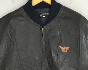 Vintage 1990's GA Giorgio Armani Jeans Leather Black Jacket