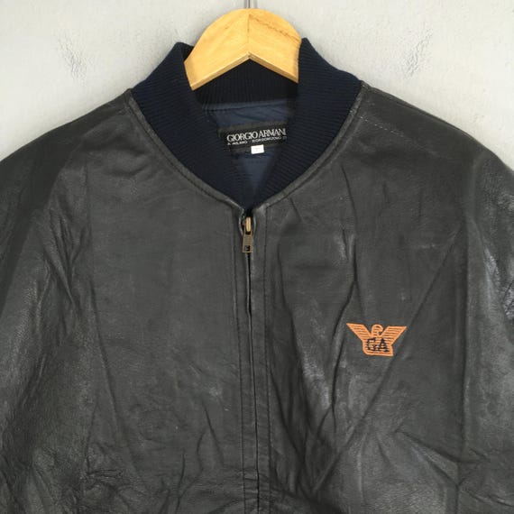 Vintage 1990's GA Giorgio Armani Jeans Leather Black Jacket