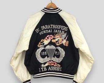 Vintage Sukajan Japan Dragon Souvenir Jacket Medium 1980's Sukajan
