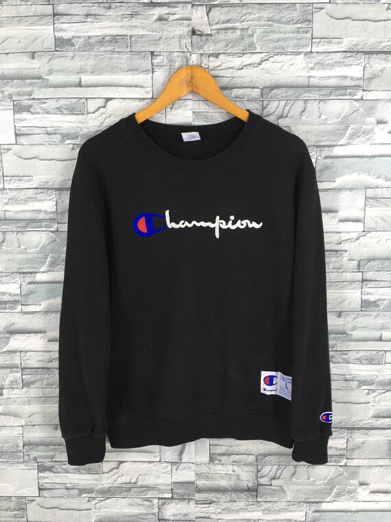 Vintage 90's Champion Script Logo Jumper Sweater L