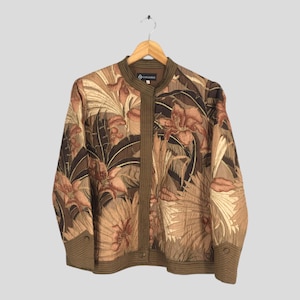 Vintage 90&#39;s Sunny Grace 3D Floral Printed Light Jacket Medium Womenswear Abstract Pattern Floral Multicolor Blouson Jacket Cardigan Size M