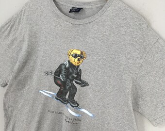 Vintage Polo Bear Ski Ralph Lauren Gray T Shirt Large Polo Bear