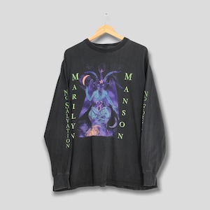 Vintage 90s Marilyn Manson When I&#39;m God Everyone Dies Tshirt XLarge 1996 Marilyn Manson Hardcore Metal Rock Black Longsleeve Tees XL