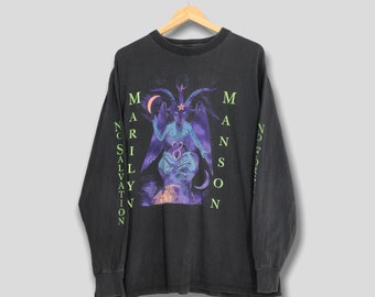 Vintage 90s Marilyn Manson When I&#39;m God Everyone Dies Tshirt XLarge 1996 Marilyn Manson Hardcore Metal Rock Black Longsleeve Tees XL