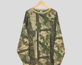 ヴィンテージ 90年代 リアルツリー カモ ロングスリーブ Tシャツ 2XL 迷彩 ミリタリー アウトドア ハンティング ウッドランド アウトフィット モッシーオーク Tシャツ オーバーサイズ サイズ 2XL