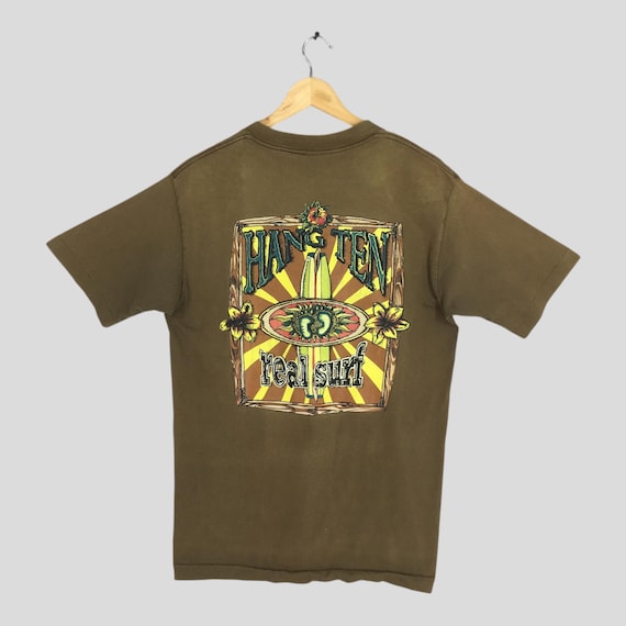 Vintage 90s Hang Ten Surfing Footprint T Shirt Large Hang Ten Usa