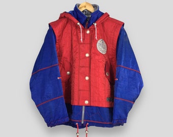 Vintage 90-tals Fila Skidbomberhuva XLarge jacka Fila Italia Sport flerfärgad snowboardjacka Fila vinterskidoverall Colorblock XL
