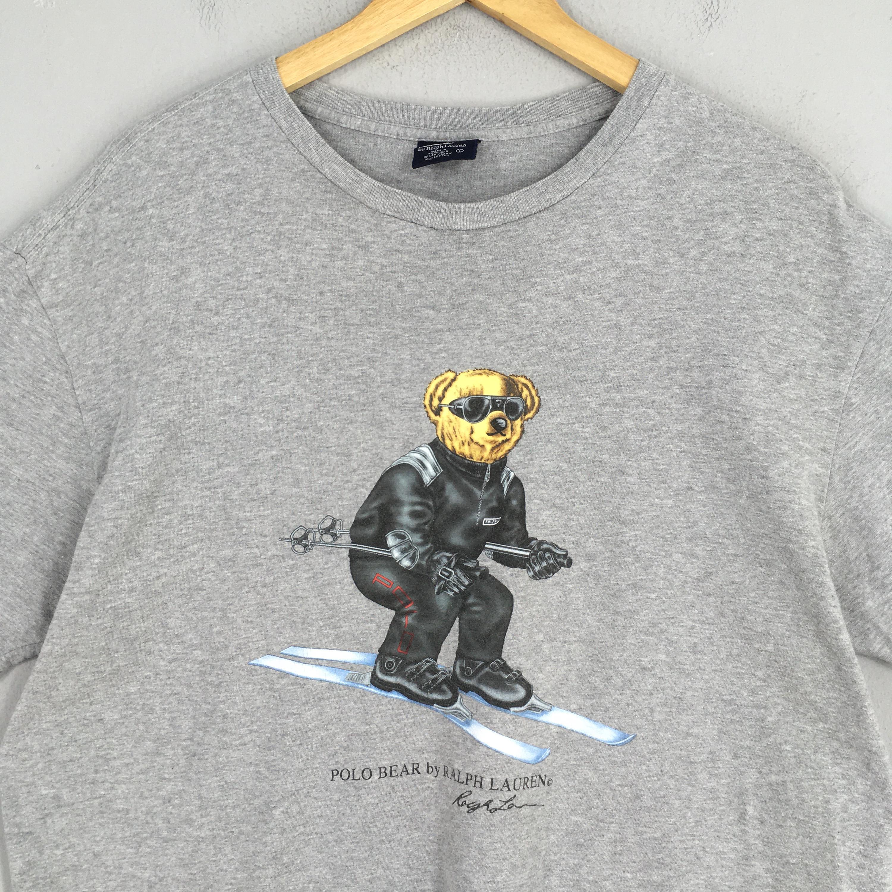 Vintage Polo Bear Ski Ralph Lauren Gray T Shirt Large Polo Bear