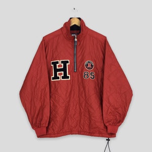 Vintage 90&#39;s Tommy Hilfiger Quilted Pullover Jacket Small Tommy Hilfiger Warmer Fleece Lining Sweatshirt Jacket Tommy Jeans Jacket Size S