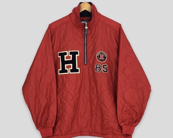 Vintage 90's Tommy Hilfiger Quilted Pullover Jacket Small Tommy Hilfiger Warmer Fleece Lining Sweatshirt Jacket Tommy Jeans Jacket Size S