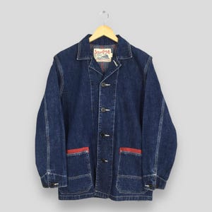 Vintage Sugar Cane Workers Denim Japan Jacket Medium Sugar Cane Jeans Work Jacket Chore Blue Denim 60s 1950&#39;s Sanforized Indigo Coat Size M