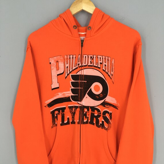 Vintage Philadelphia Flyers hoodie, NHL orange embroidered sweatshirt - AU M