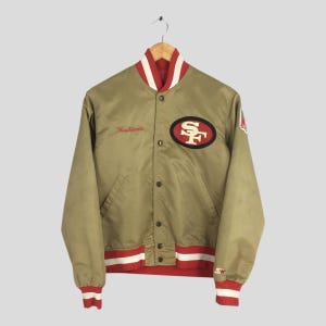 Vintage San Francisco 49ers NFL Gold Satin Jacke klein American Football Team Rugby Forty Niners Jacke 49ers Varsity Jacke Chalkline S