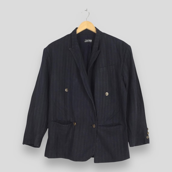 Jean Paul Gaultier, Vintage 90s Jean Paul Gaultier Homme Blazer Jacket Medium Jean Paul Gaultier Striped Casual Formal Double Breast Gaultier Linen Coat Size M