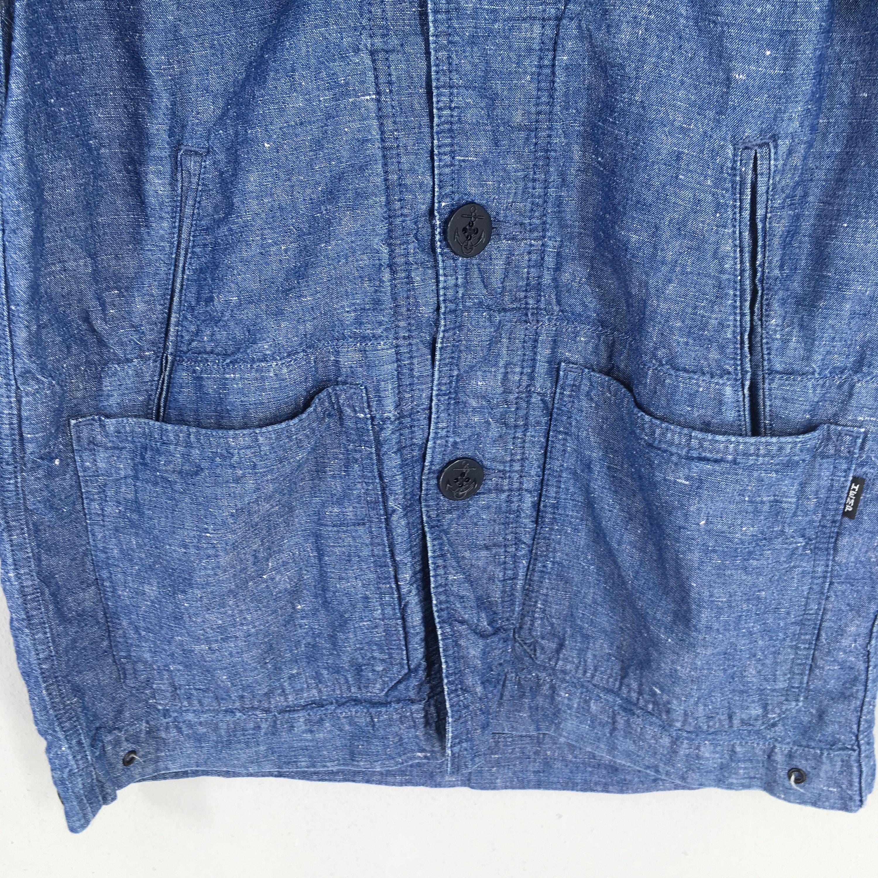 ジャケット・アウター BEAMS HARD WEAR SHAWL COLLAR DENIM JKT Vintage Beams Japan Usn Shawl Collar Indigo Blue Button Jacket