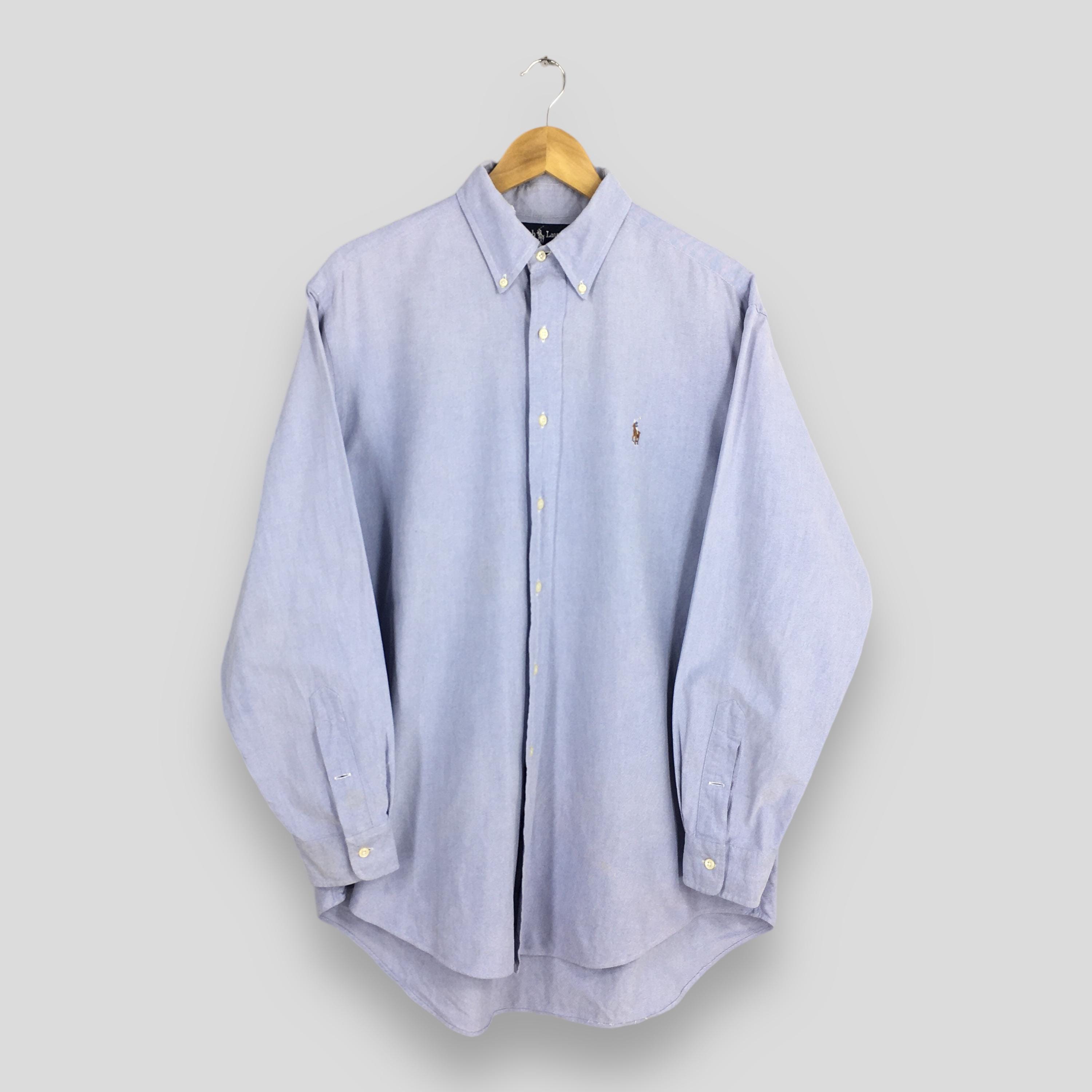 Vintage Ralph Lauren Blue Yarmout Shirt XLarge Polo Ralph Lauren Plain Formal Oxfords Polo Pony Casual Outfit Preppy Button Down Shirt XL