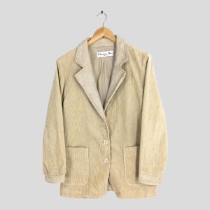 Vintage Christian Dior Corduroy Brown Blazer Large Christian Dior Monsieur Beige Button Up Coat CD Sports Dior Homme Casual Jacket Size L