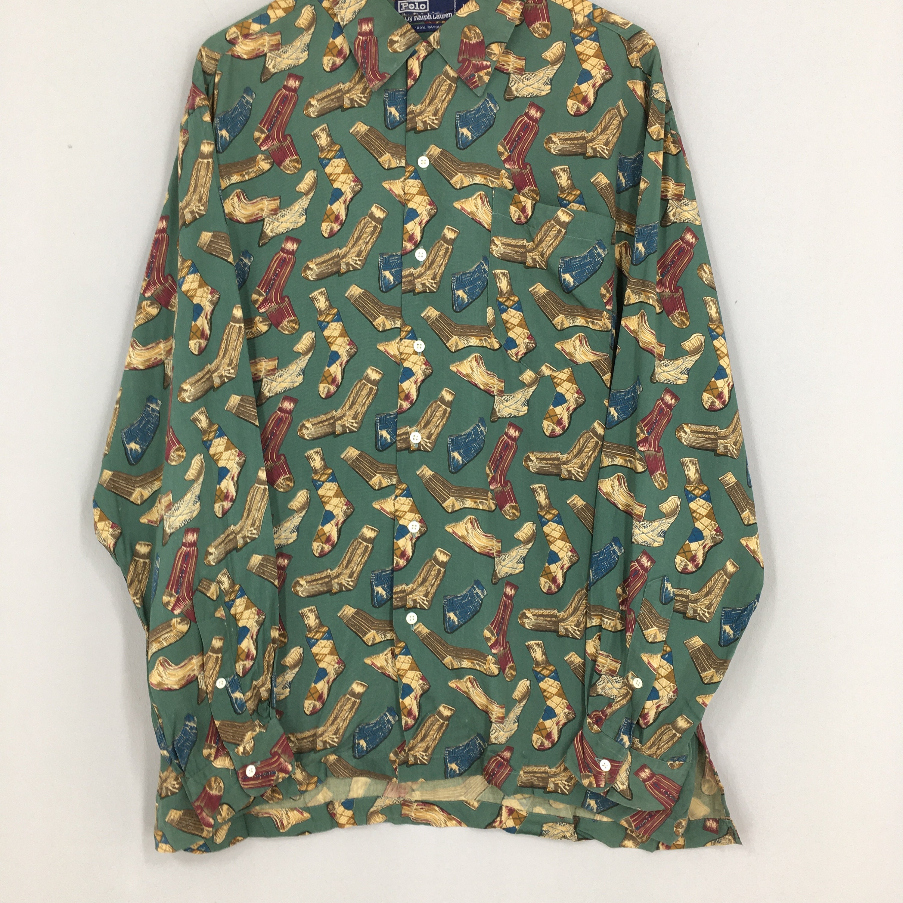 Vintage 90's Polo Ralph Lauren Shirt Large Pop Art Socks - Etsy