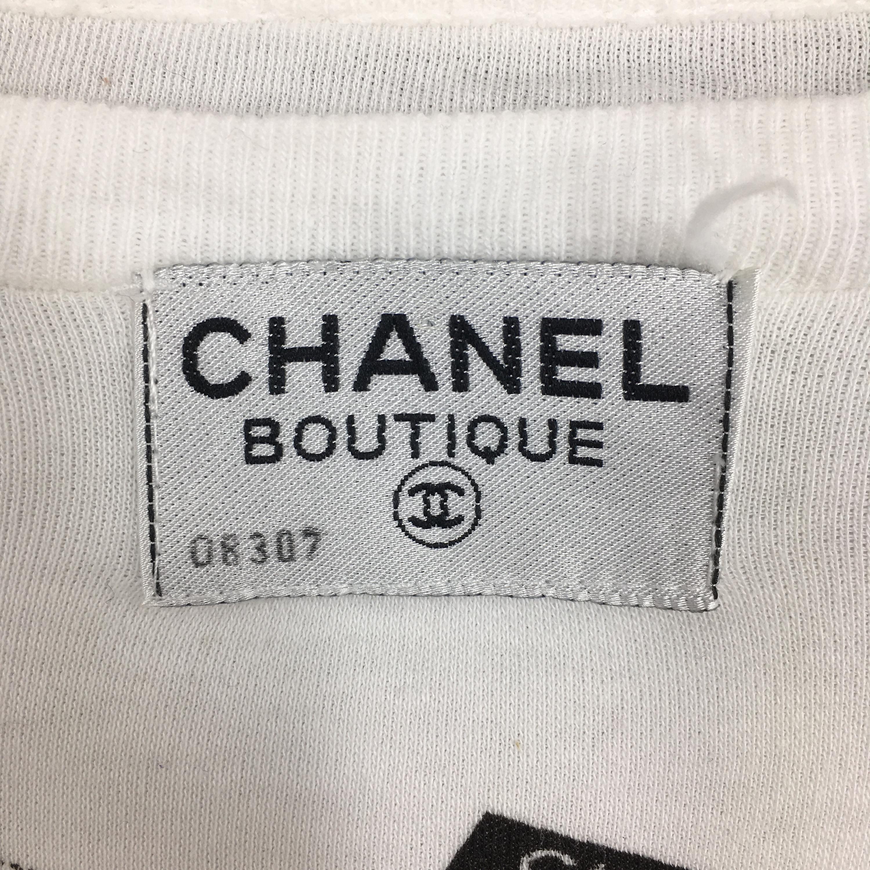 Vintage 1990s Chanel Boutique Women White Tshirt Small 90s Chanel