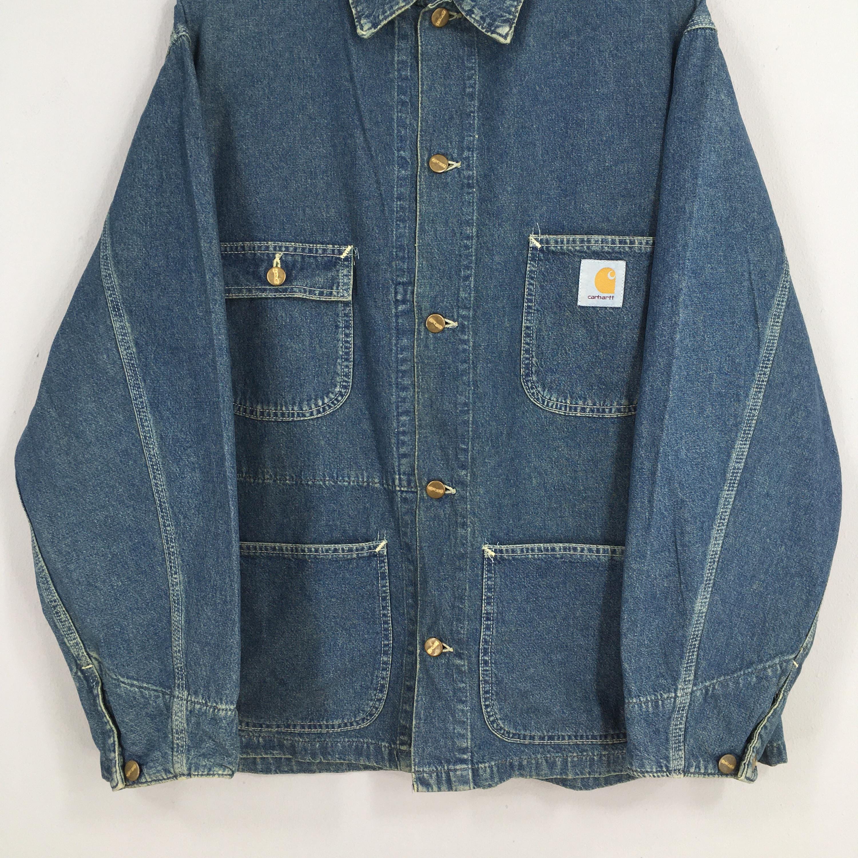 Vintage 80s Carhartt Michigan Denim Chore Workers Jacket Xlarge