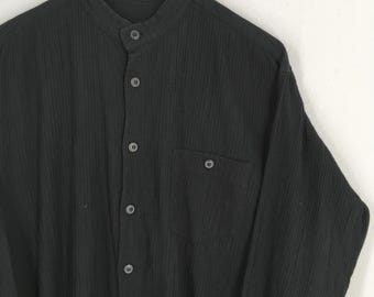 Vintage Issey Miyake Men Pleated Black Shirt Medium Issey Miyake