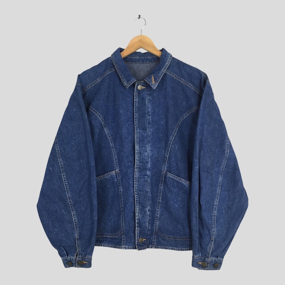 Vintage 90's Benetton Formula 1 Denim Boxy Jacket Large United Colors Benetton F1 Blue Jeans UCB Bomber Benetton Jeans Jacket Button Size L