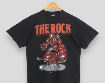 Vintage 90's WWE the Rock Dwayne Black T Shirt Medium American