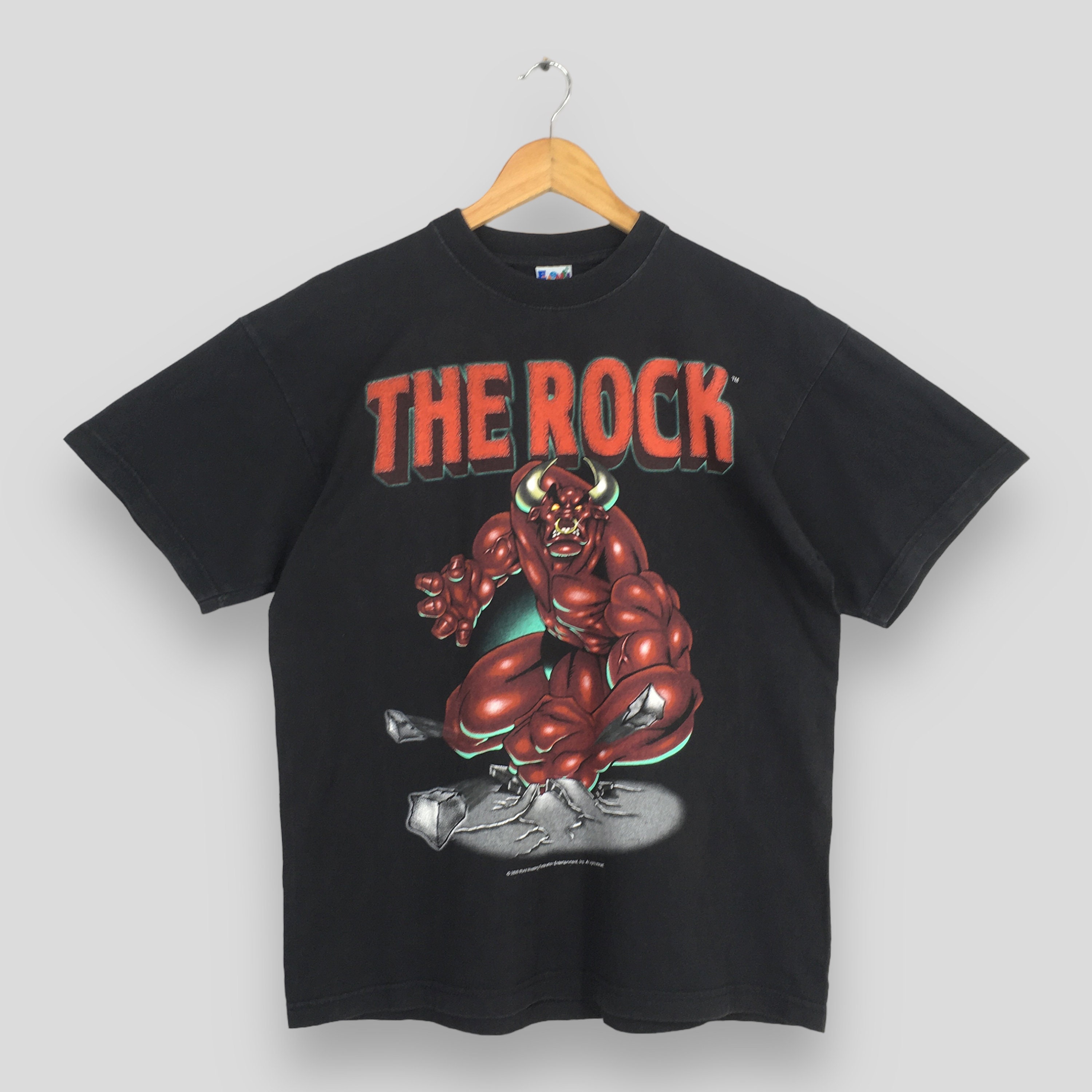 usa古着 90's THE ROCK WWF Tシャツ XLサイズ ブラック Vintage 90's WWE the Rock Dwayne Black T Shirt Medium American