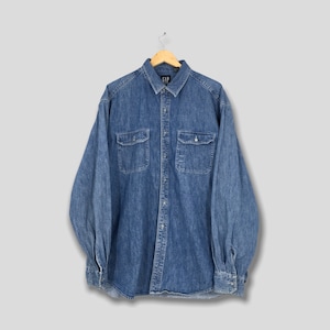 Vintage Gap Denim Blue Shirt Large 1990s Gap Plain Blue Denim Shirt Gap Denim Jeans Streetwear Gap Jeans Button Down Oxfords Size L
