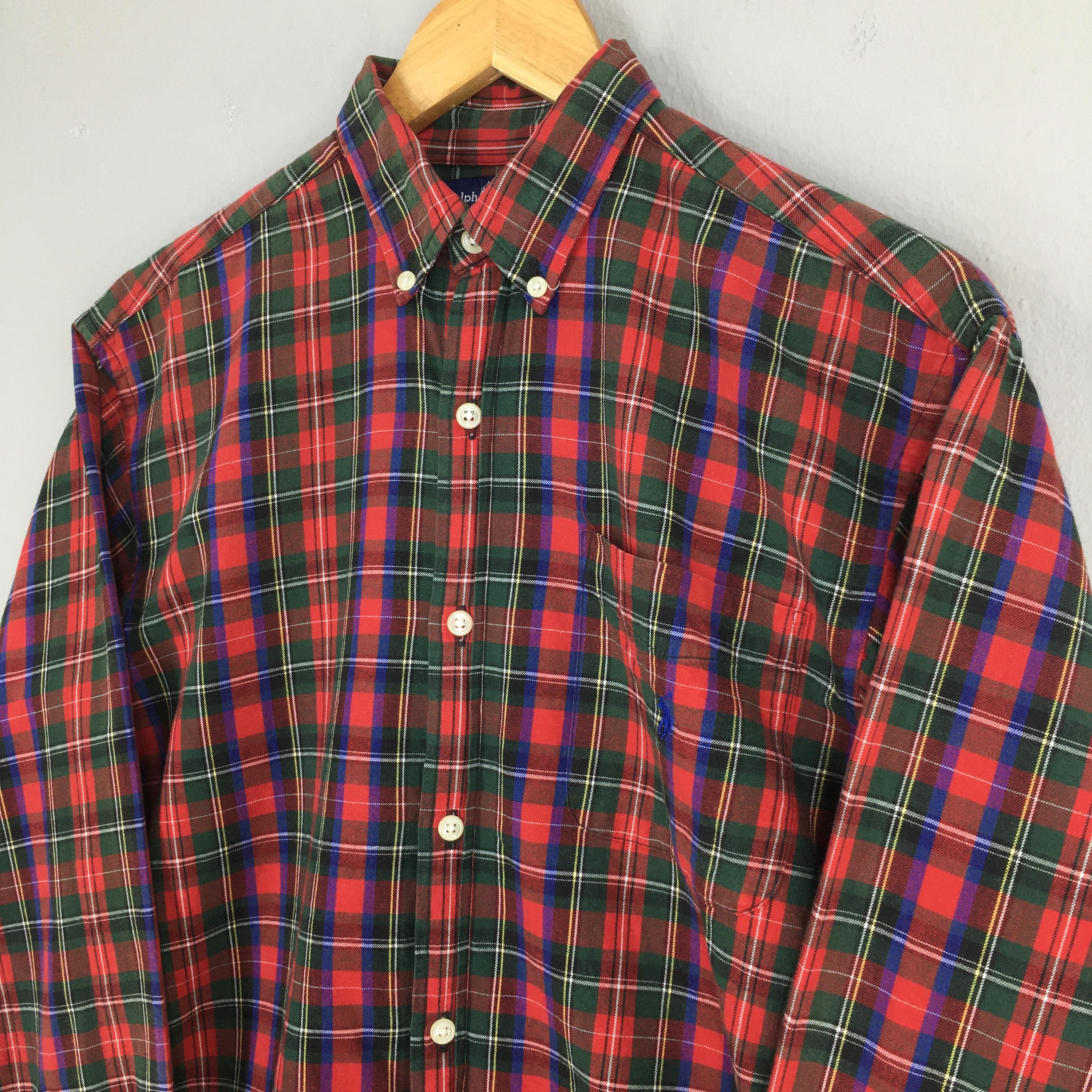 Vintage Polo Ralph Lauren Checkered Flannel Red Shirt Large Polo