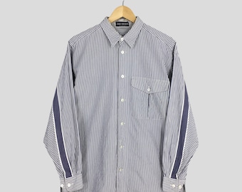 Vintage 80's Issey Miyake Denim Striped Shirt Men Large IM