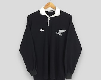 Vintage Y2K Adidas Canterbury of New Zealand Black Polo Rugby