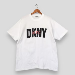 Vintage 90's Dkny Usa White T shirt Large Dkny NYC Jeans Printed Logo Shirt Dkny Donna Karan New York Roundneck Dkny Short Sleeve Tee Size L